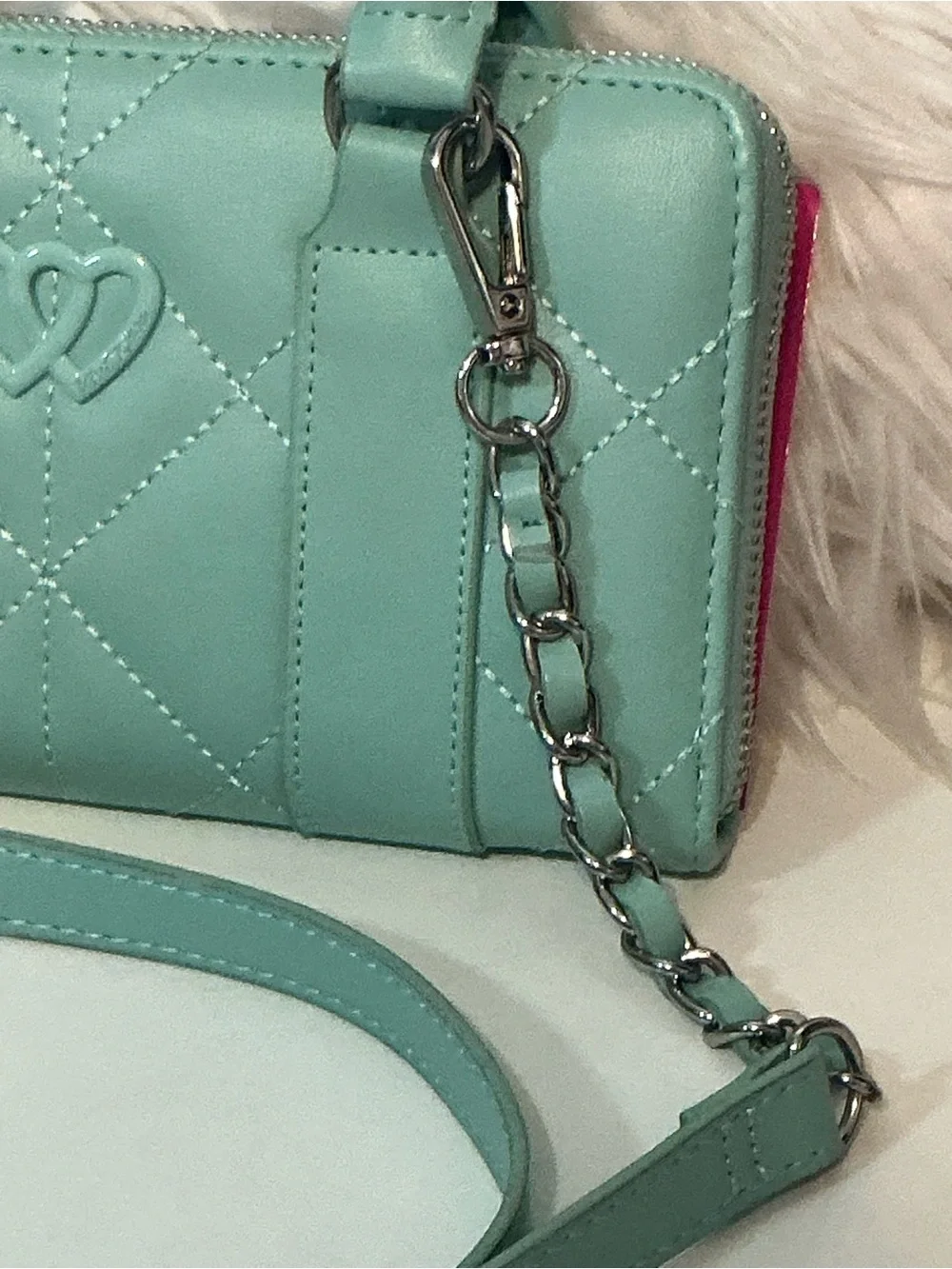Betsey Johnson NWT XOLAYLA Mint Quilted Leather Top-Handle Mini Crossbody Bag